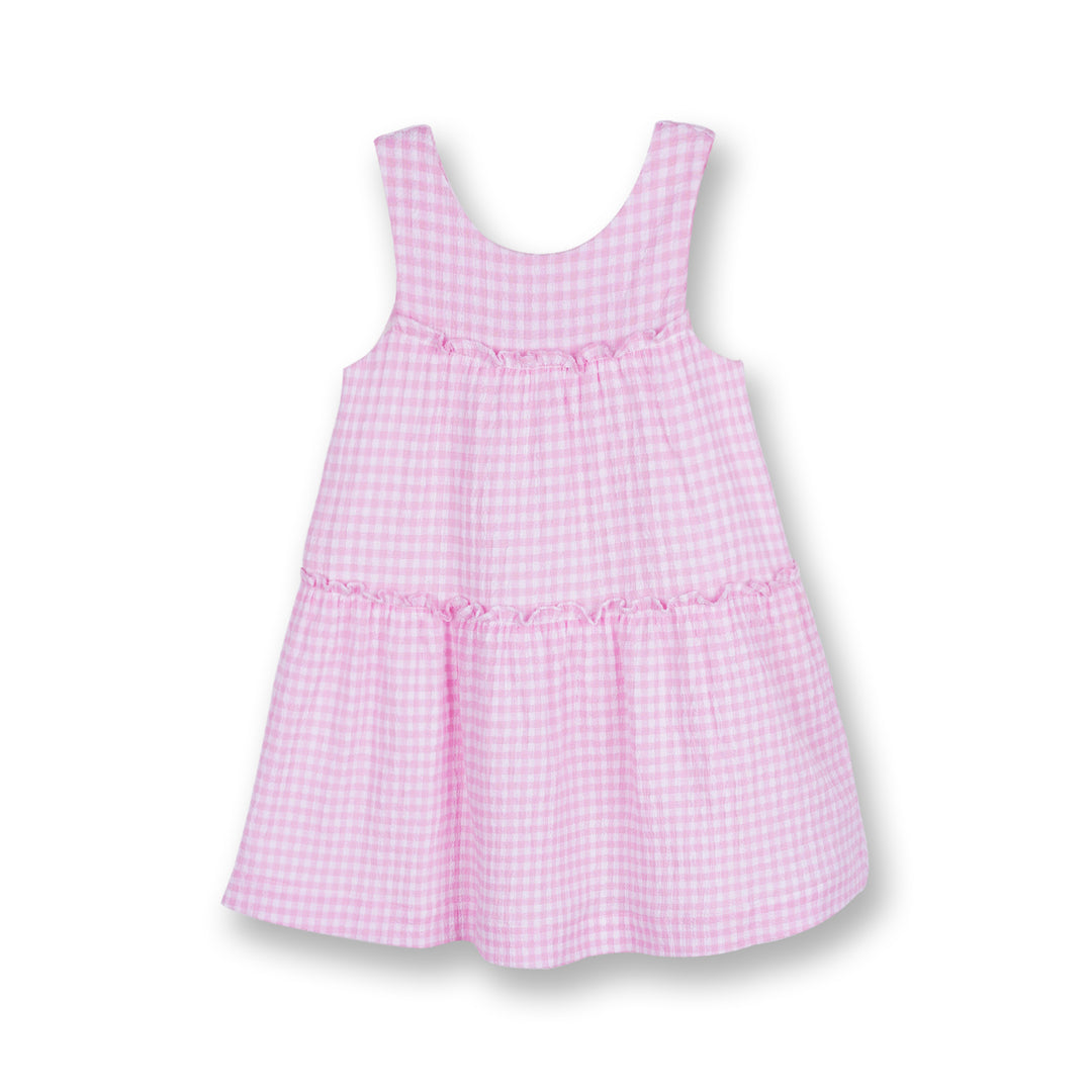 Poney Girls Pink Gingham Checks Sleeveless Dress