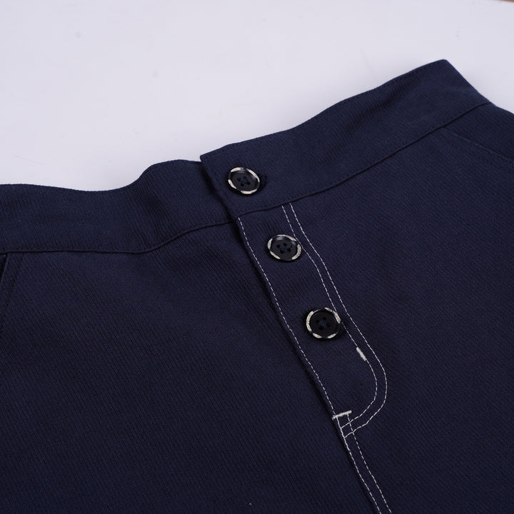 Poney Girls Navy Buttoned Wide Leg Long Pants