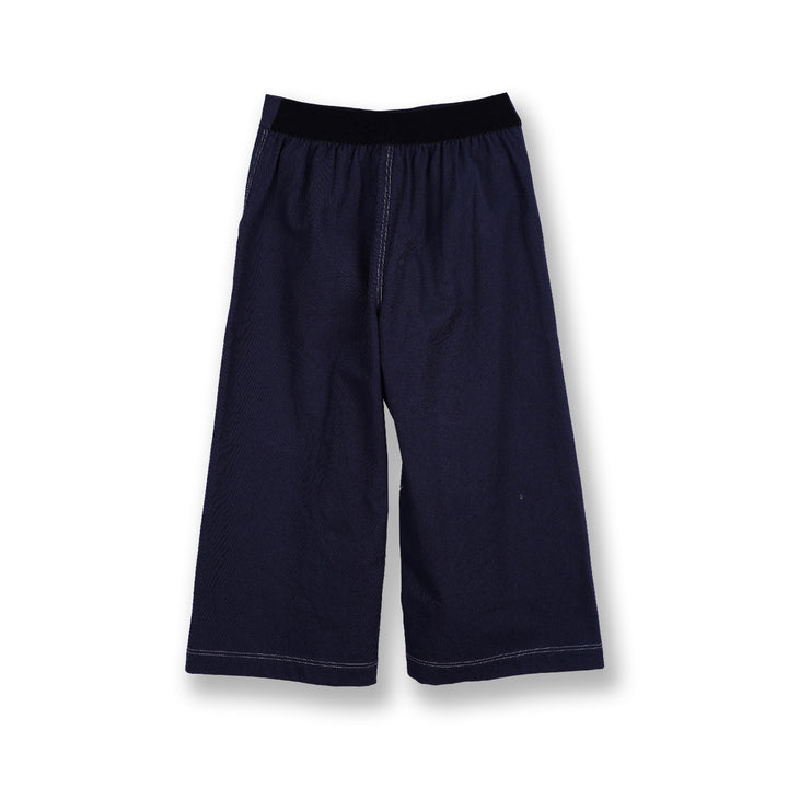 Poney Girls Navy Buttoned Wide Leg Long Pants