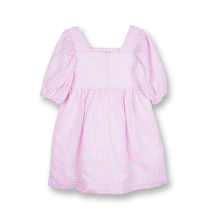 Poney Girls Pink Gingham Checks Short Sleeve Dress