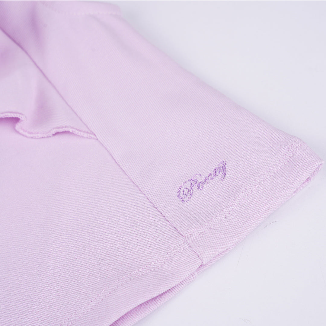 Poney Girls Light Purple Cotton Jacquard Ribbon Sleeveless Blouse