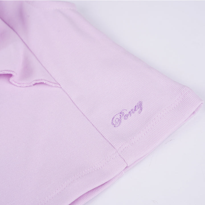 Poney Girls Light Purple Cotton Jacquard Ribbon Sleeveless Blouse