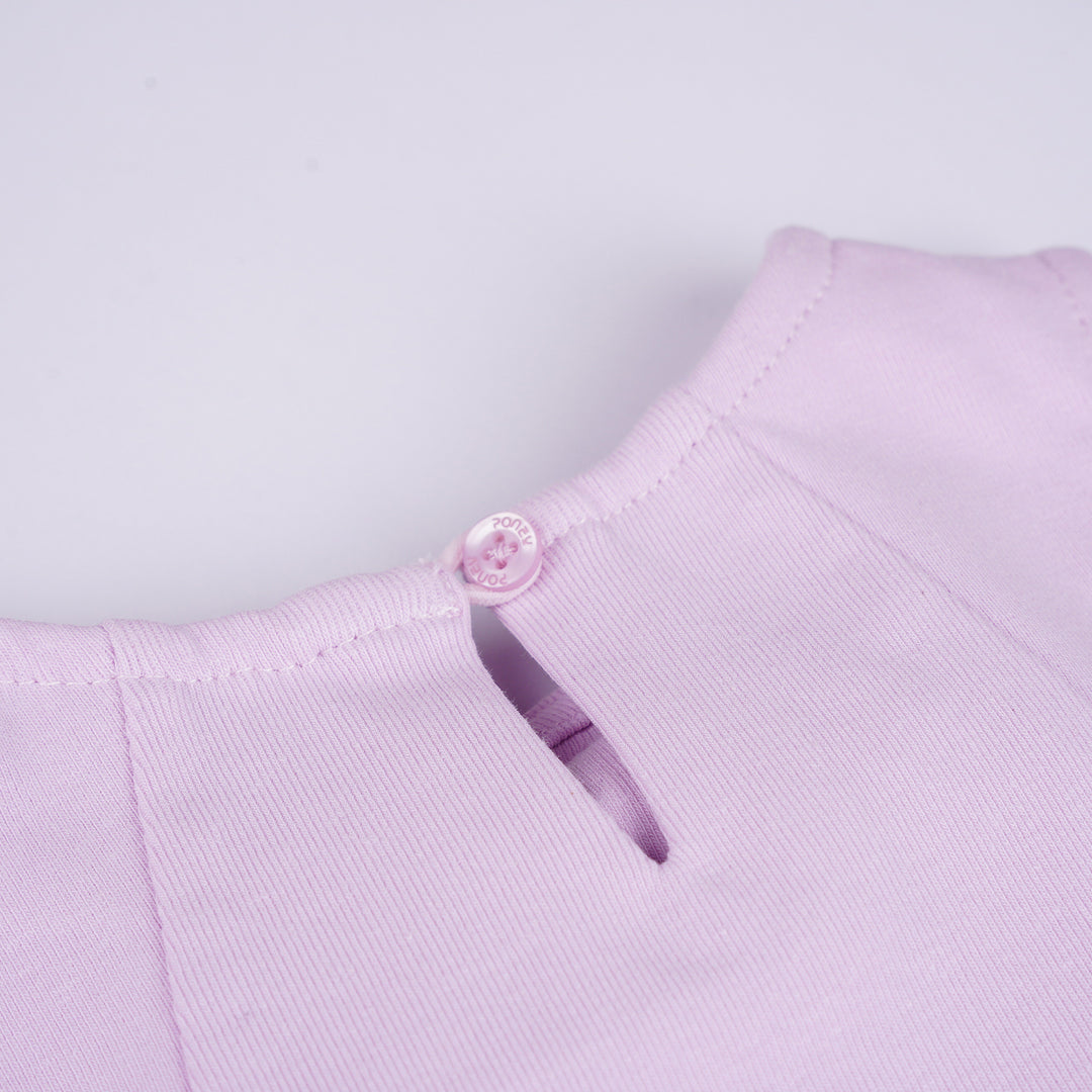 Poney Girls Light Purple Cotton Jacquard Ribbon Sleeveless Blouse
