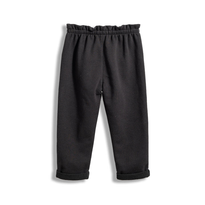 Poney Girls Pleated Paperbag Black Terry Trousers