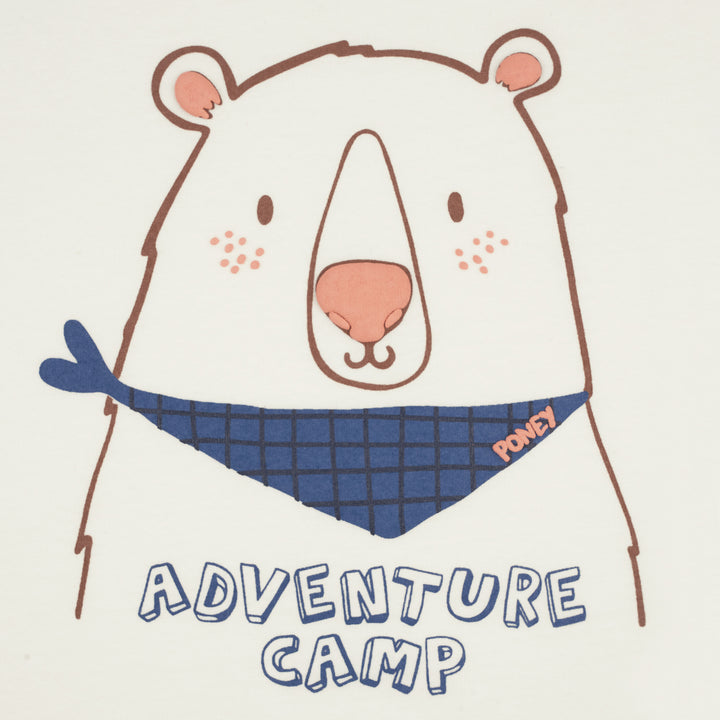 Poney Boys Adventure Camp with Bear Marshmallow Short Sleeve Tee