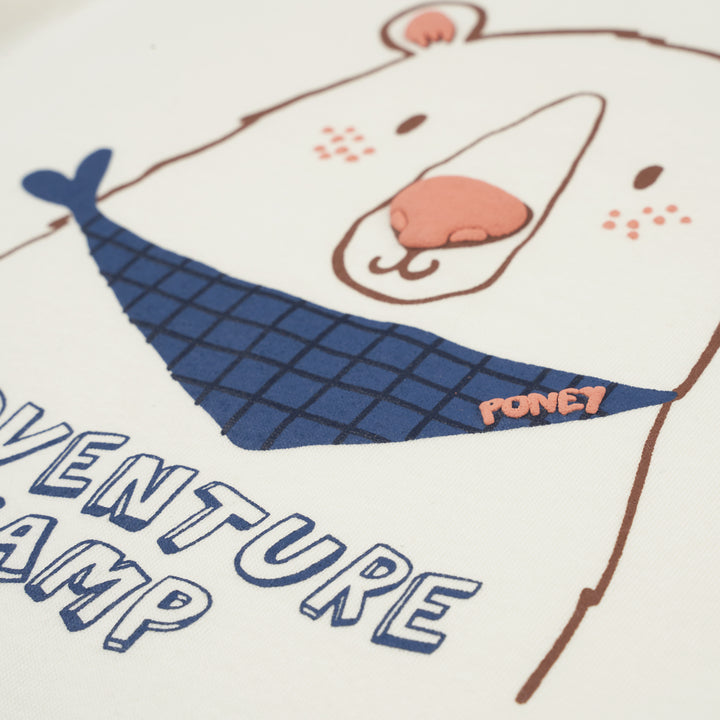 Poney Boys Adventure Camp with Bear Marshmallow Short Sleeve Tee