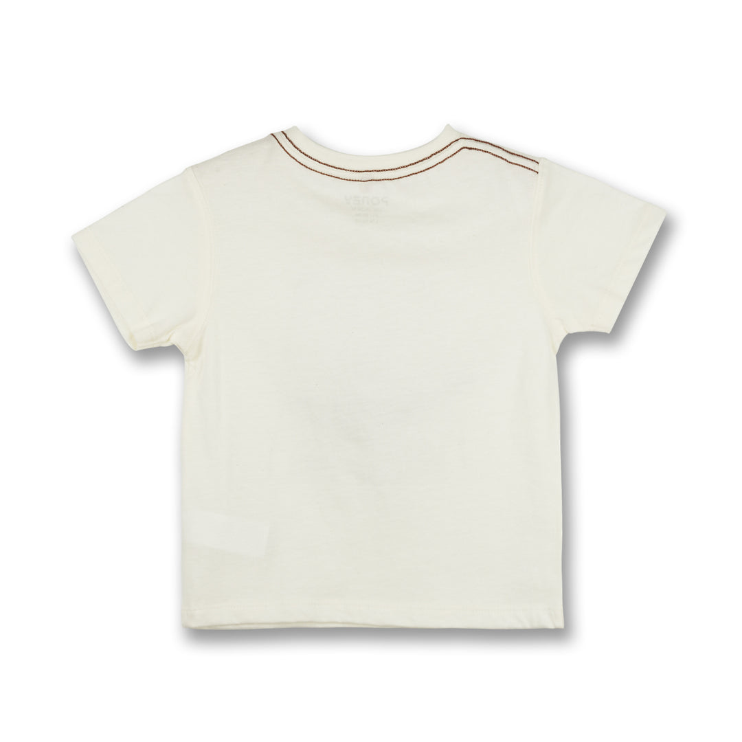 Poney Boys Adventure Camp with Bear Marshmallow Short Sleeve Tee