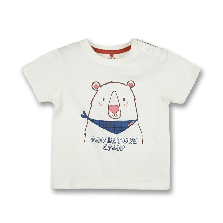 Poney Boys Adventure Camp with Bear Marshmallow Short Sleeve Tee
