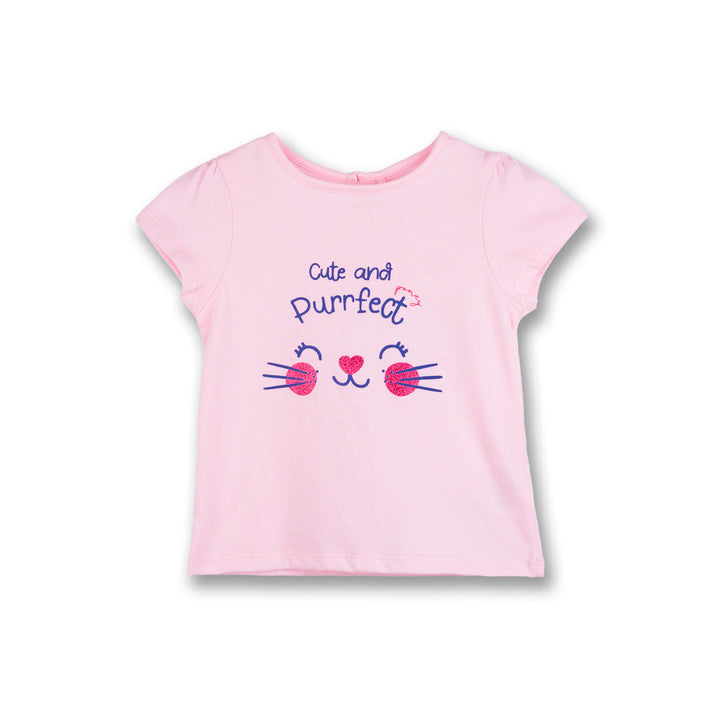 Poney Girls Cute and Purrfect Kitty Short Sleeve Tee