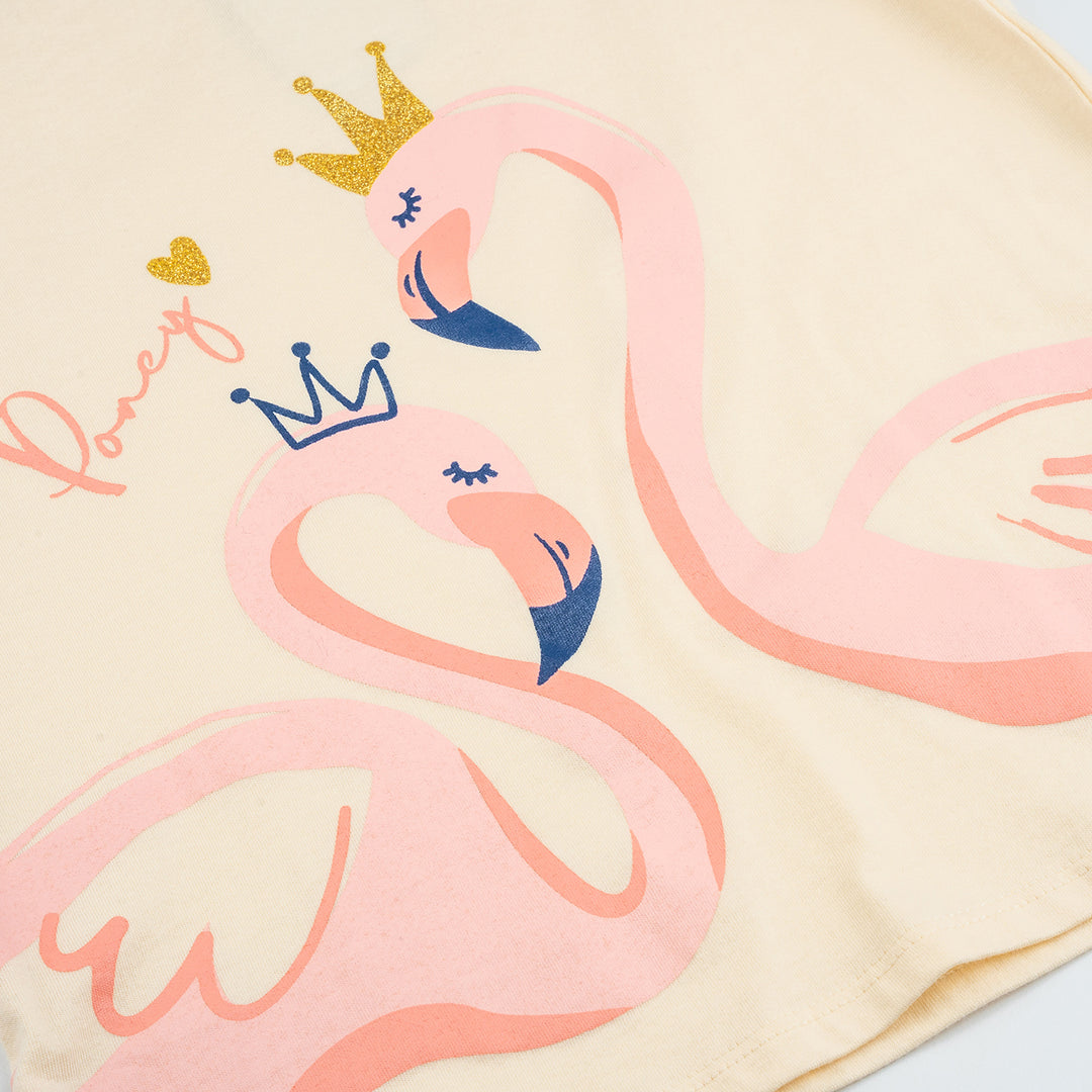 Poney Girls Tropical Flamingo Short Sleeve Tee
