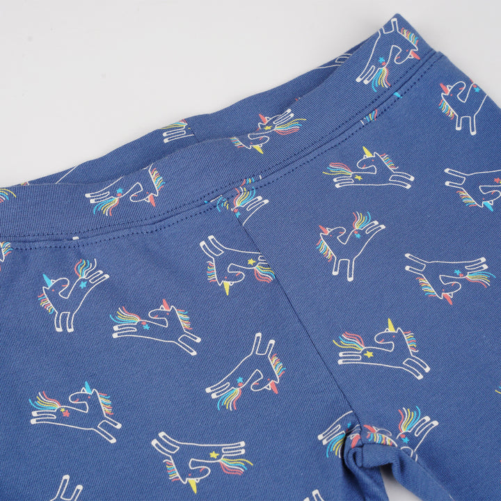 Poney Girls Navy Moonlight Blue Unicorn Print Leggings