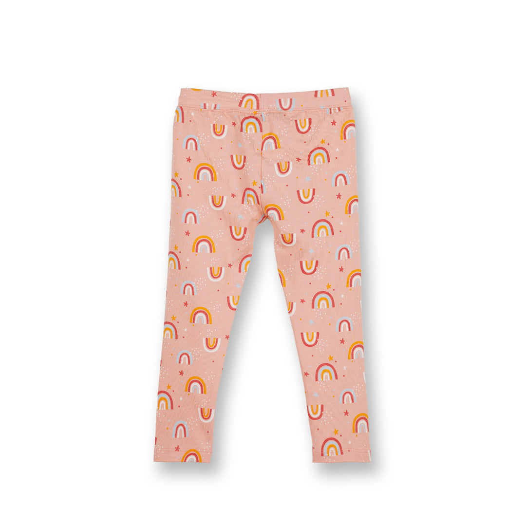 Poney Girls Light Orange Peach Pearl Rainbow Print Leggings