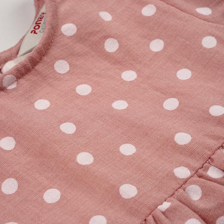 Poney Girls Light Pink Polka Dot Short Sleeve Dress