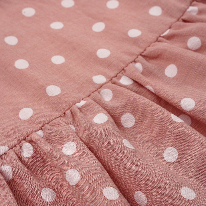 Poney Girls Light Pink Polka Dot Short Sleeve Dress