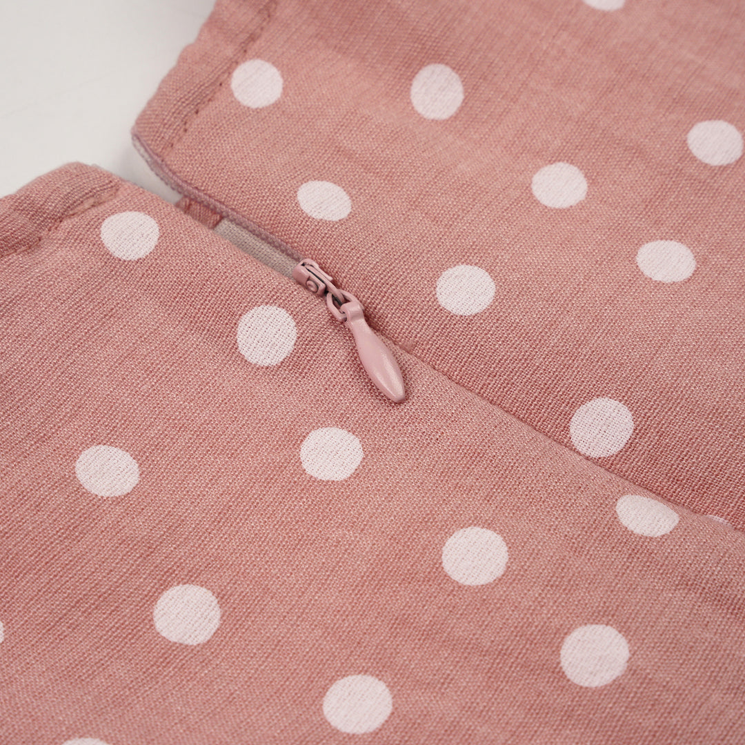 Poney Girls Light Pink Polka Dot Short Sleeve Dress
