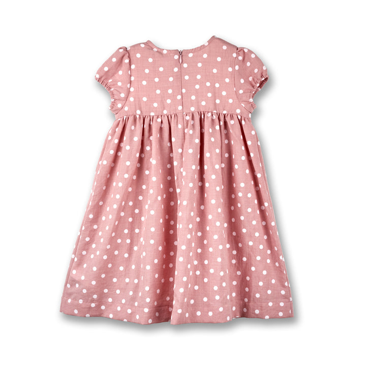 Poney Girls Light Pink Polka Dot Short Sleeve Dress