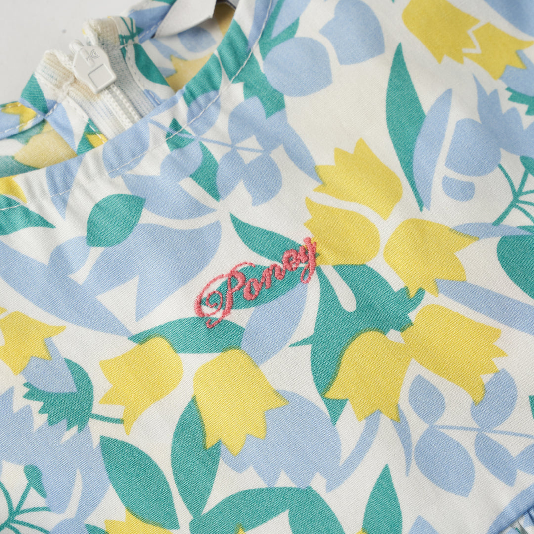 Poney Girls Light Green Lemon Tree Sleeveless Dress