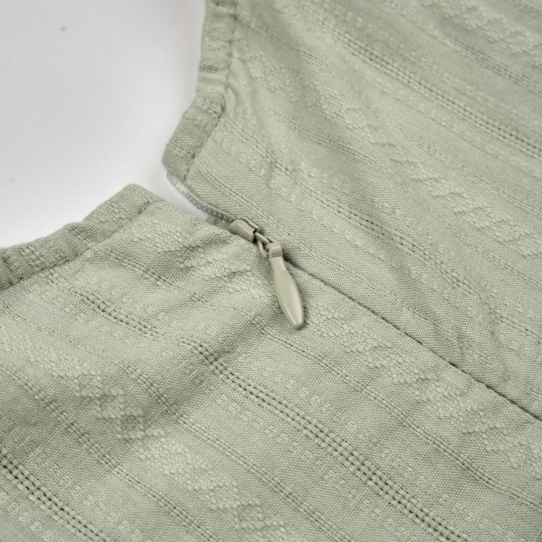 Poney Girls Green Granite Ruffles Sleeve Dress
