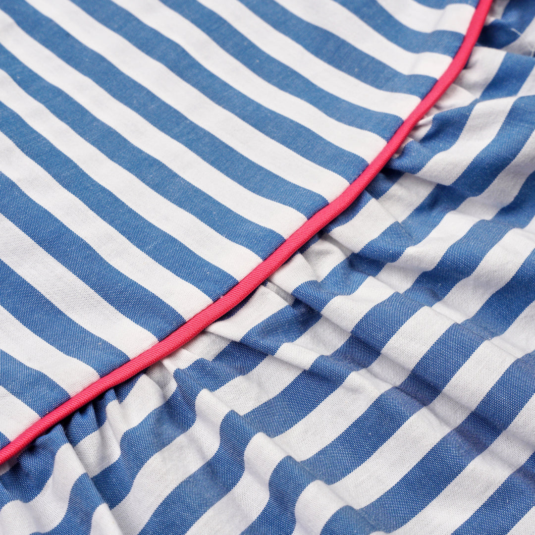 Poney Girls Light Blue Yacht Party Stripe Sleeveless Dress