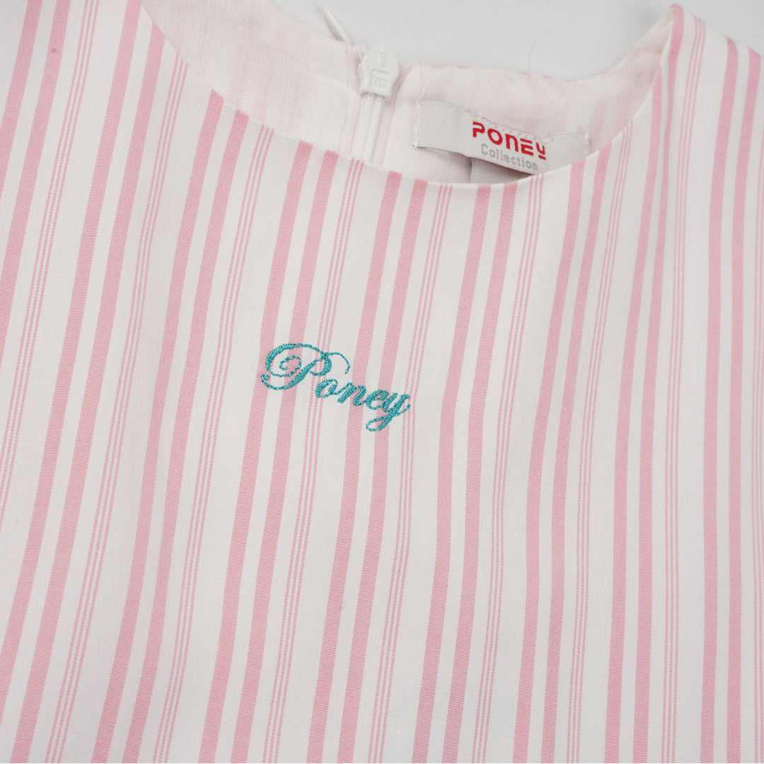 Poney Girls Pink Princess Stripe Sleeveless & Short Sleeve Dress