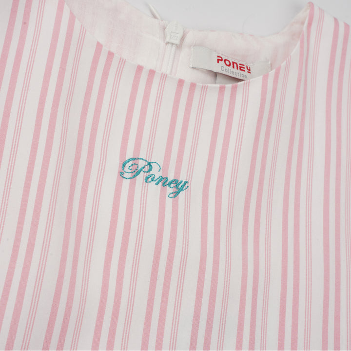 Poney Girls Pink Princess Stripe Sleeveless & Short Sleeve Dress