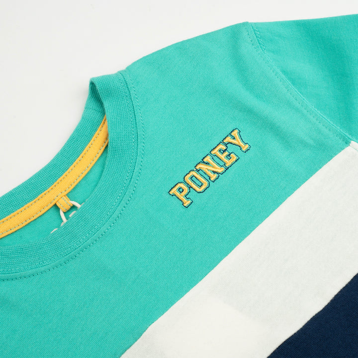 Poney Boys Green Cut & Sew Long Sleeve Tee