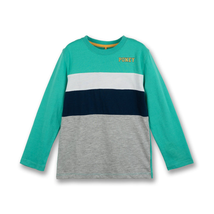 Poney Boys Green Cut & Sew Long Sleeve Tee
