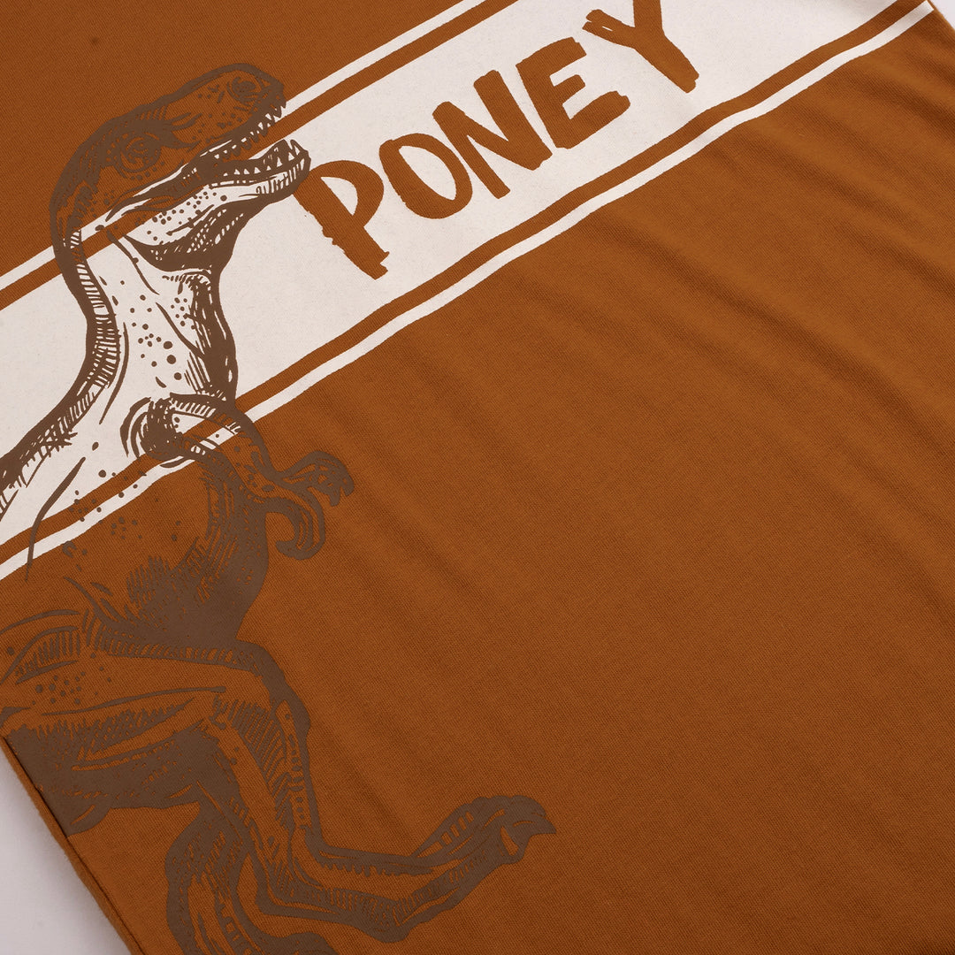 Poney Boys Sudan Brown Dinosaur Long Sleeve Tee