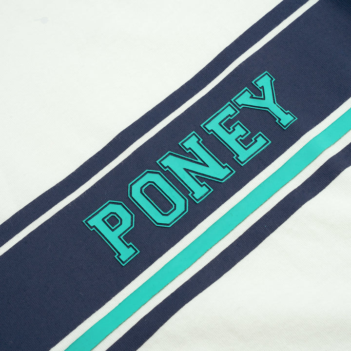 Poney Boys White Green on Blue Stripe Long Sleeve Tee