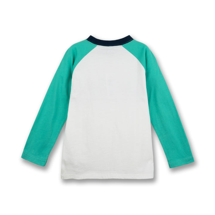 Poney Boys White Green on Blue Stripe Long Sleeve Tee