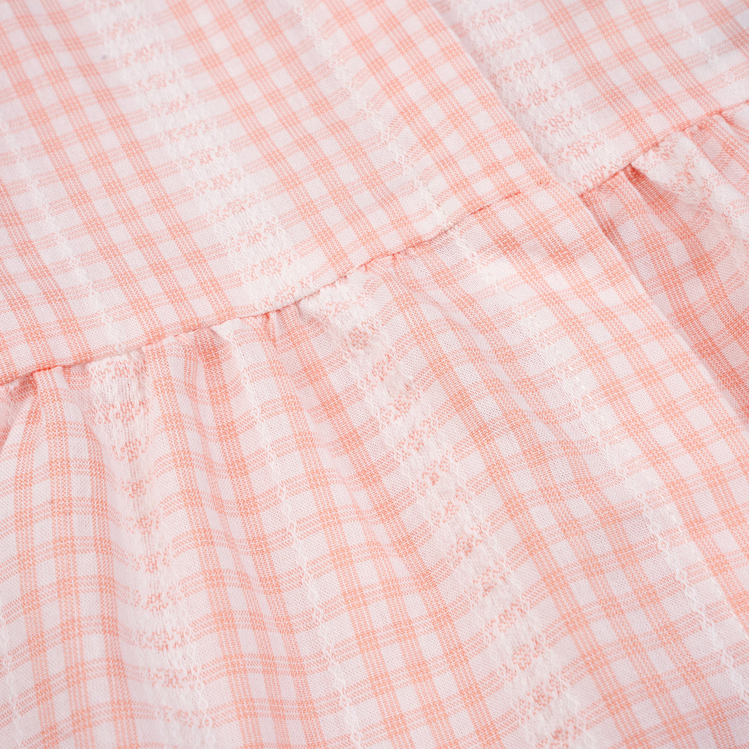 Poney Girls Pink Daisy Checks Short Sleeve Blouse