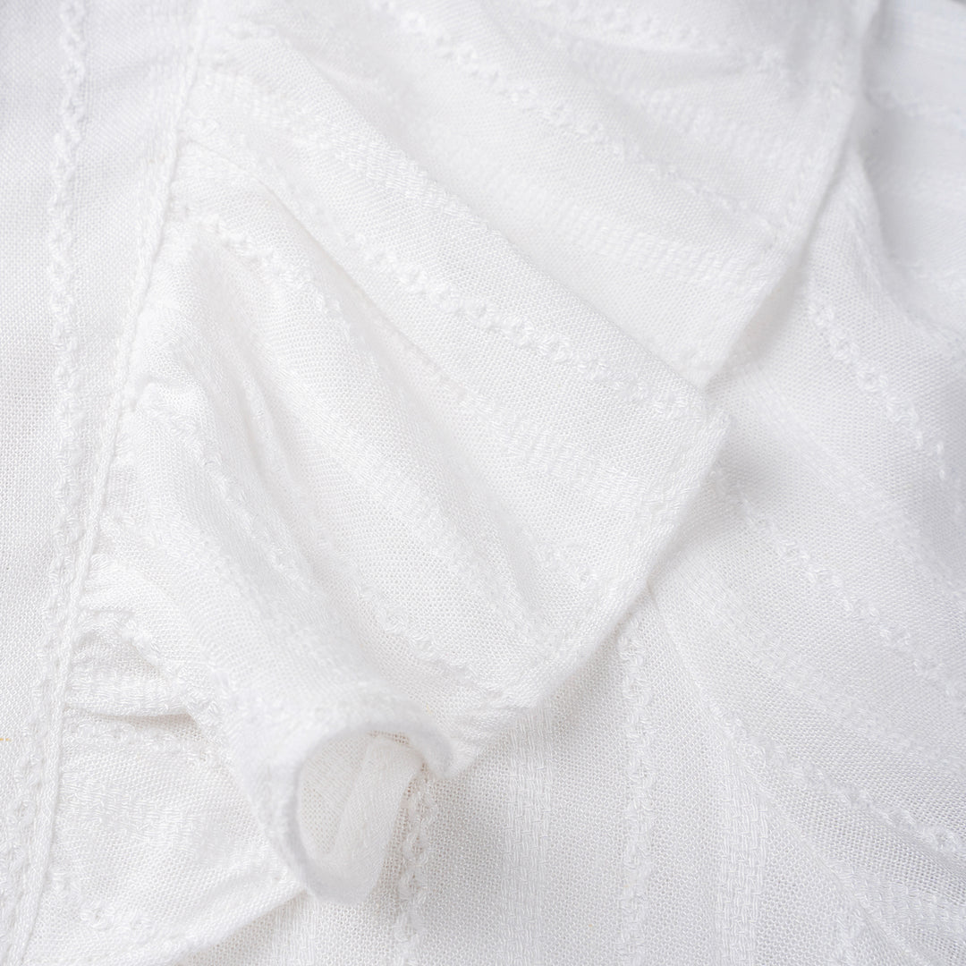 Poney Girls White Marshmallow Ruffles Quarter Sleeve Blouse