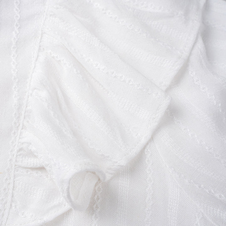 Poney Girls White Marshmallow Ruffles Quarter Sleeve Blouse