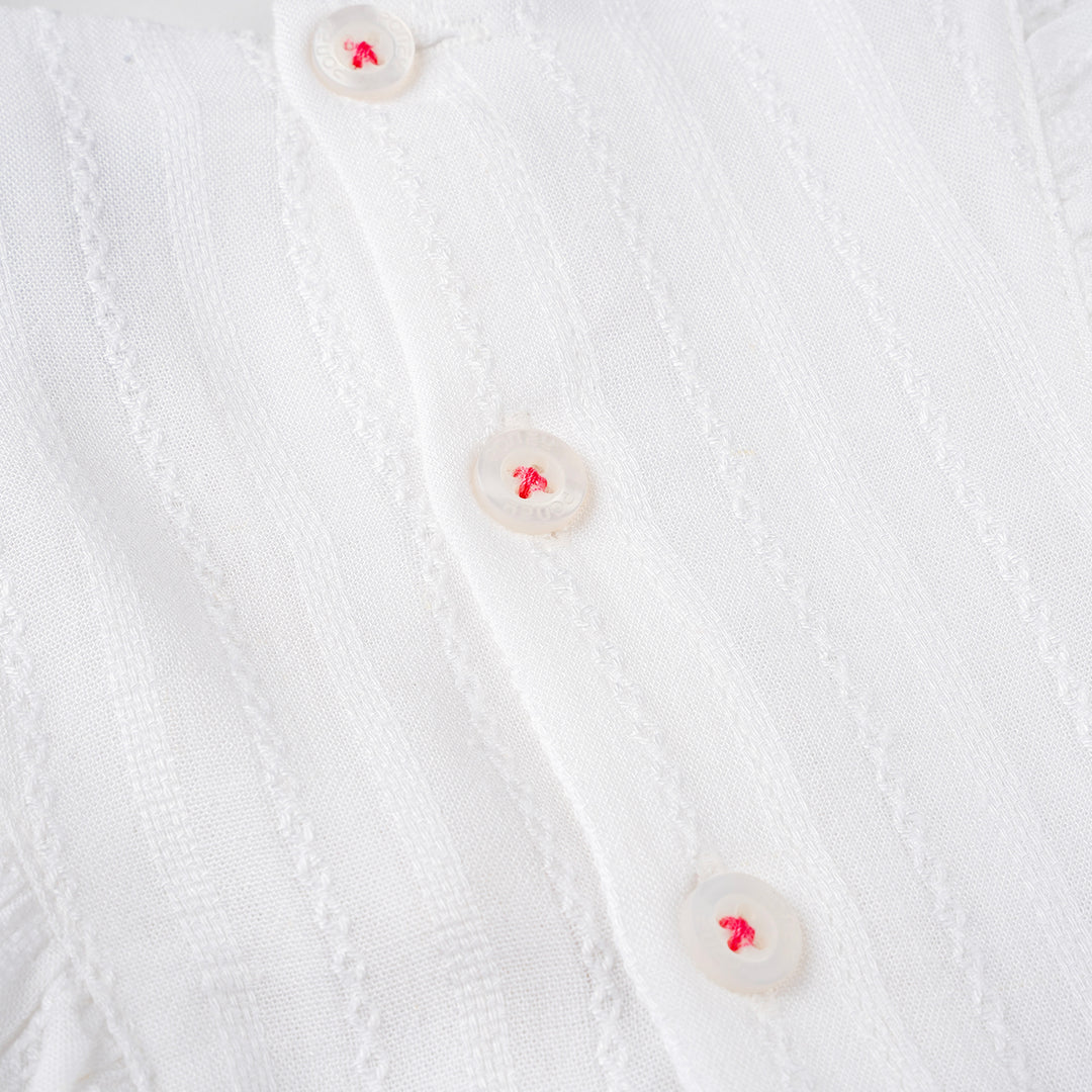 Poney Girls White Marshmallow Ruffles Quarter Sleeve Blouse