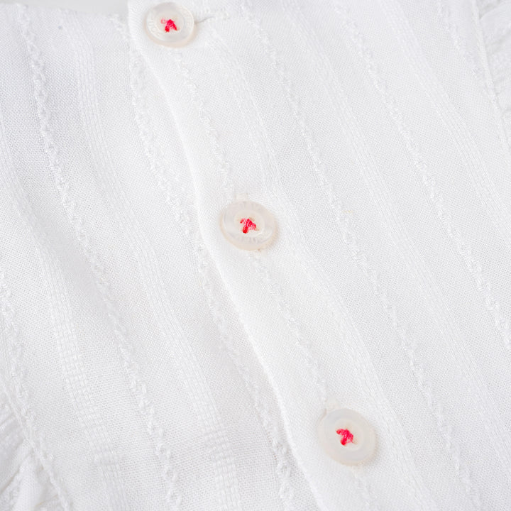 Poney Girls White Marshmallow Ruffles Quarter Sleeve Blouse