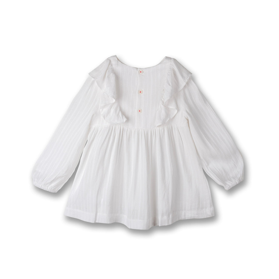 Poney Girls White Marshmallow Ruffles Quarter Sleeve Blouse