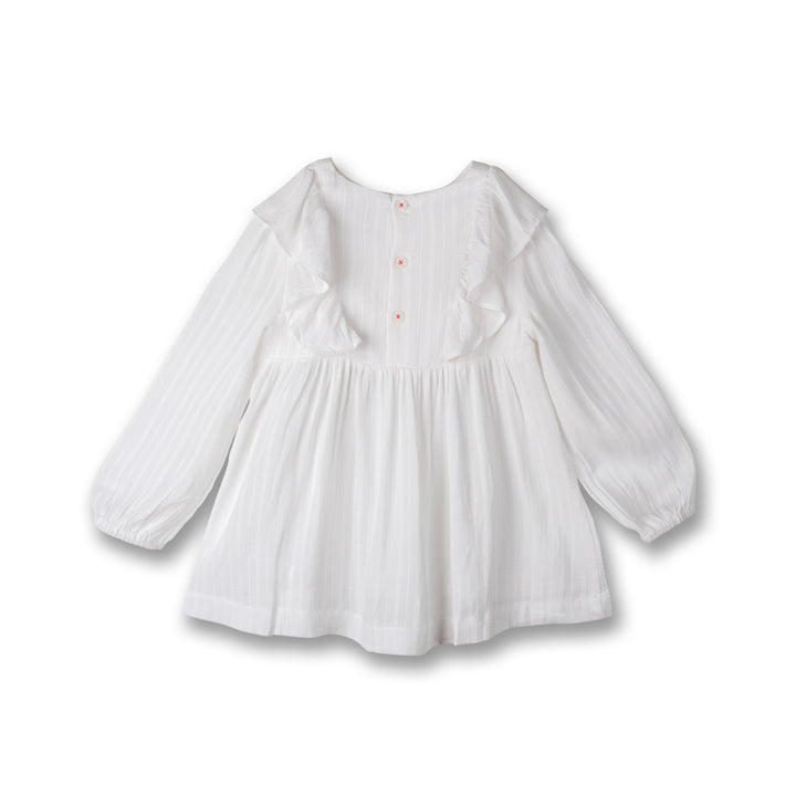 Poney Girls White Marshmallow Ruffles Quarter Sleeve Blouse