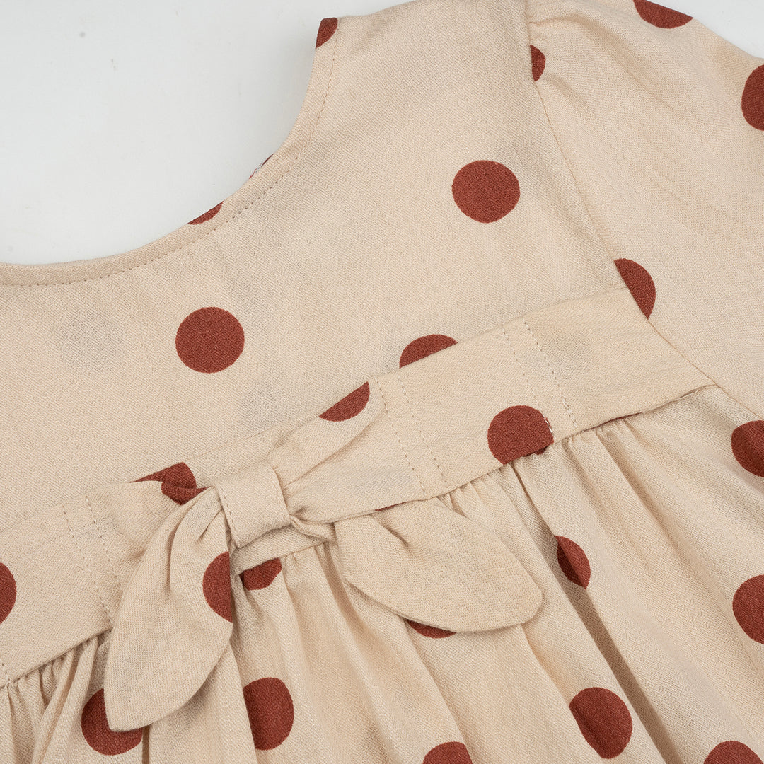 Poney Girls Khaki Polka Dot Long Sleeve Blouse