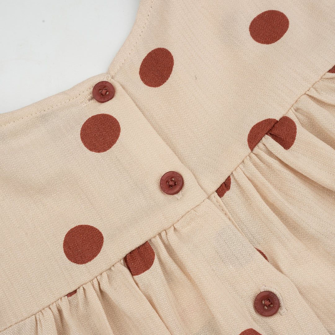 Poney Girls Khaki Polka Dot Long Sleeve Blouse