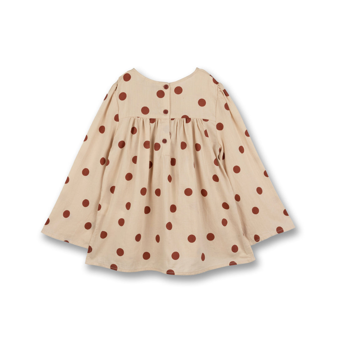 Poney Girls Khaki Polka Dot Long Sleeve Blouse