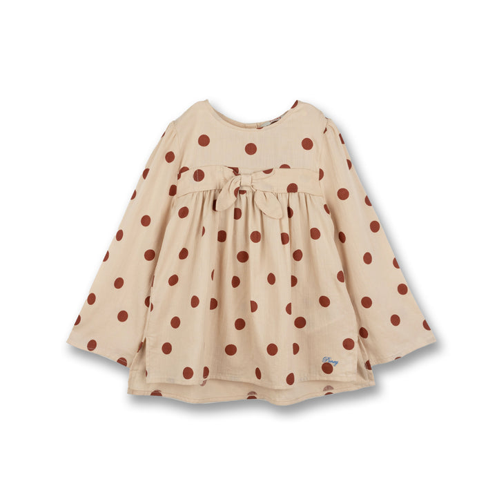 Poney Girls Khaki Polka Dot Long Sleeve Blouse