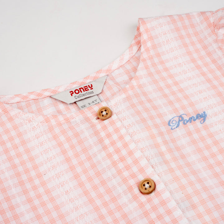 Poney Girls Pink Daisy Checks Short Sleeve Blouse