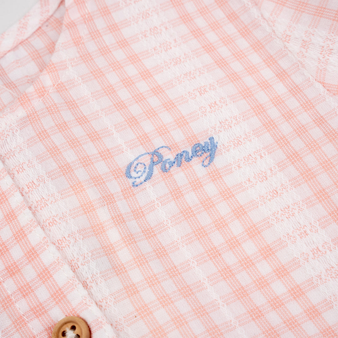 Poney Girls Pink Daisy Checks Short Sleeve Blouse