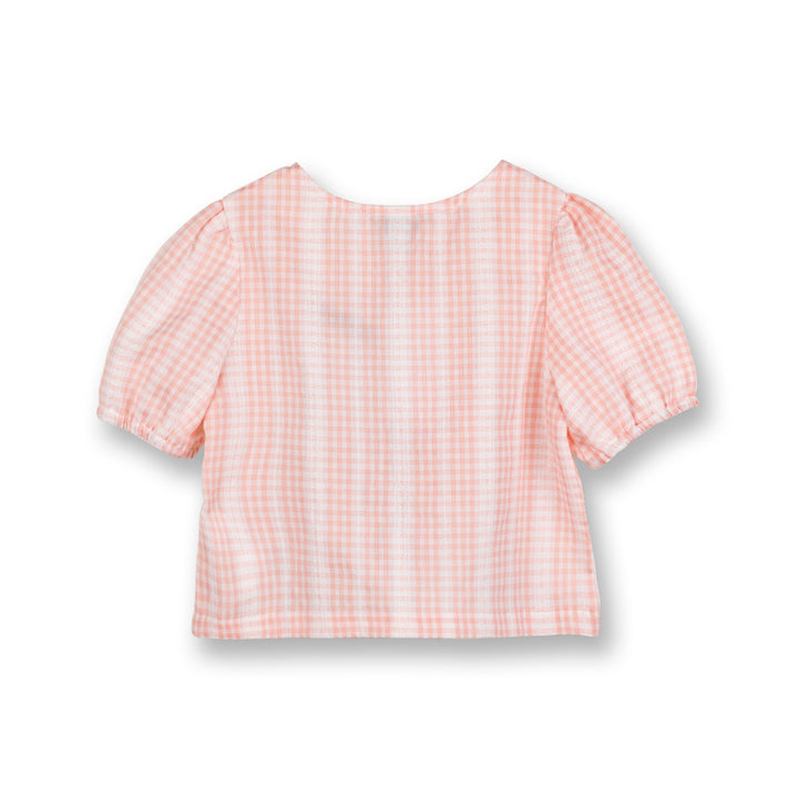 Poney Girls Pink Daisy Checks Short Sleeve Blouse