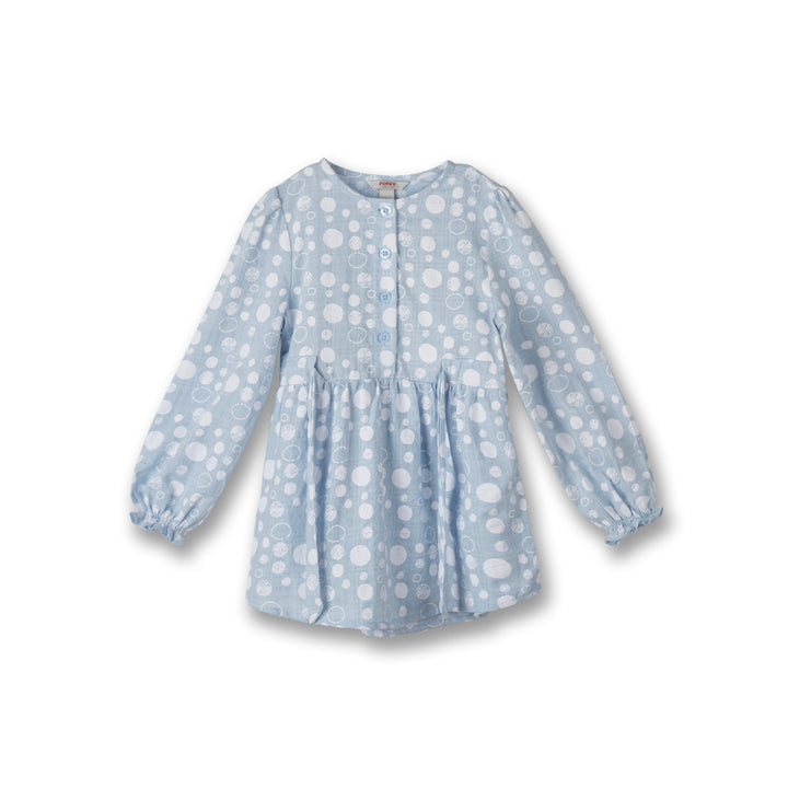 Poney Girls Light Blue Blueish Bubbles Long Sleeve Blouse
