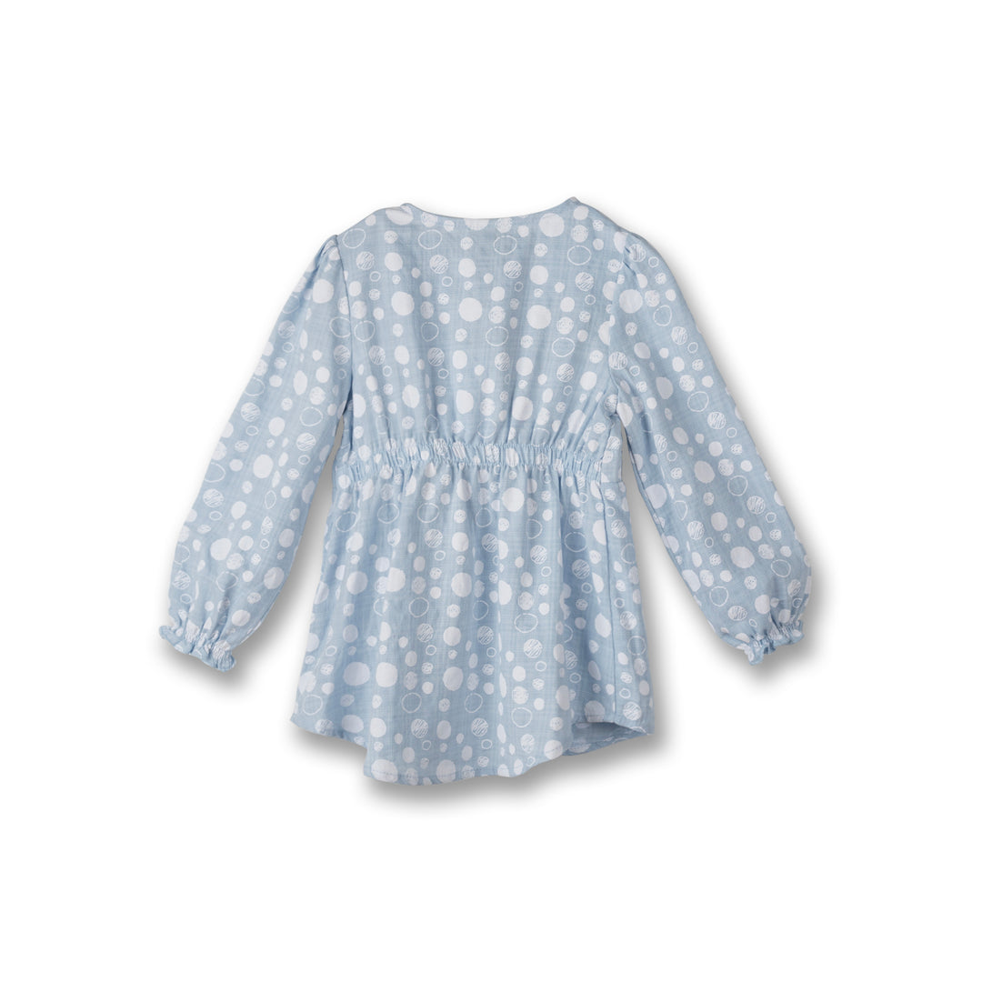 Poney Girls Light Blue Blueish Bubbles Long Sleeve Blouse