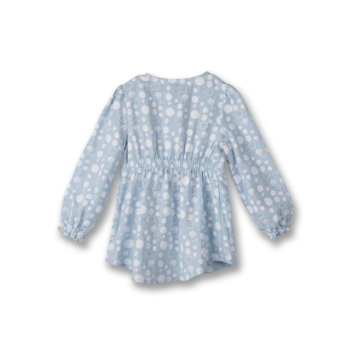 Poney Girls Light Blue Blueish Bubbles Long Sleeve Blouse