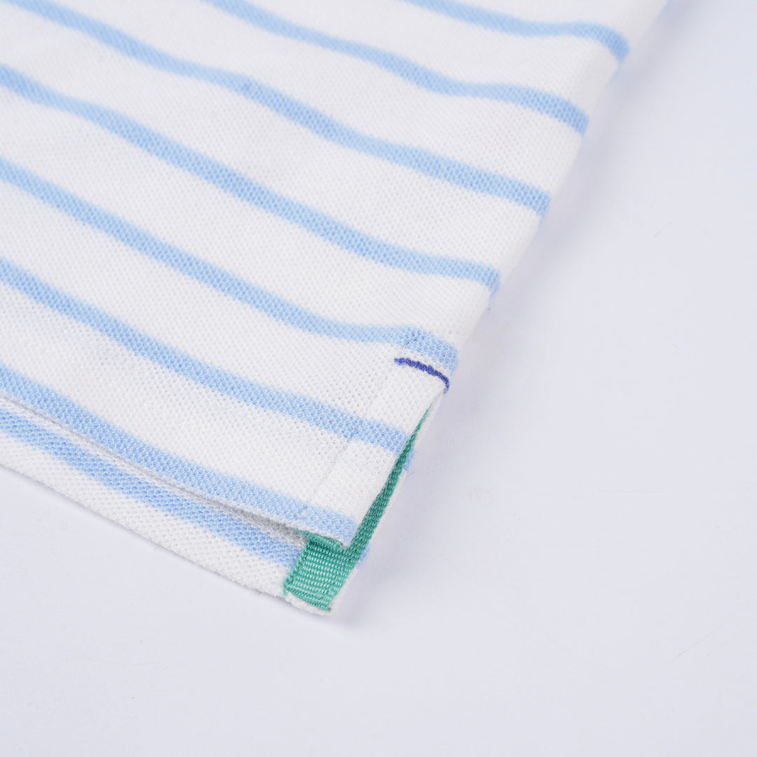 Poney Boys White Yard Dye Stripe Short Sleeve Polo