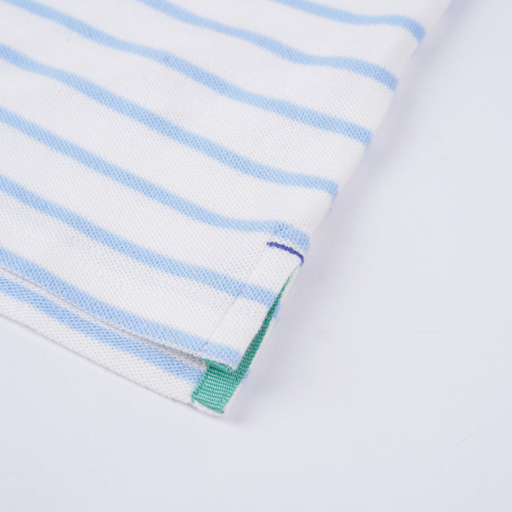 Poney Boys White Yard Dye Stripe Short Sleeve Polo
