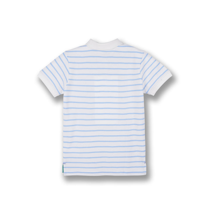 Poney Boys White Yard Dye Stripe Short Sleeve Polo